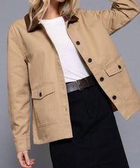 Active Basic - Corduroy Collar Twill Work Jacket