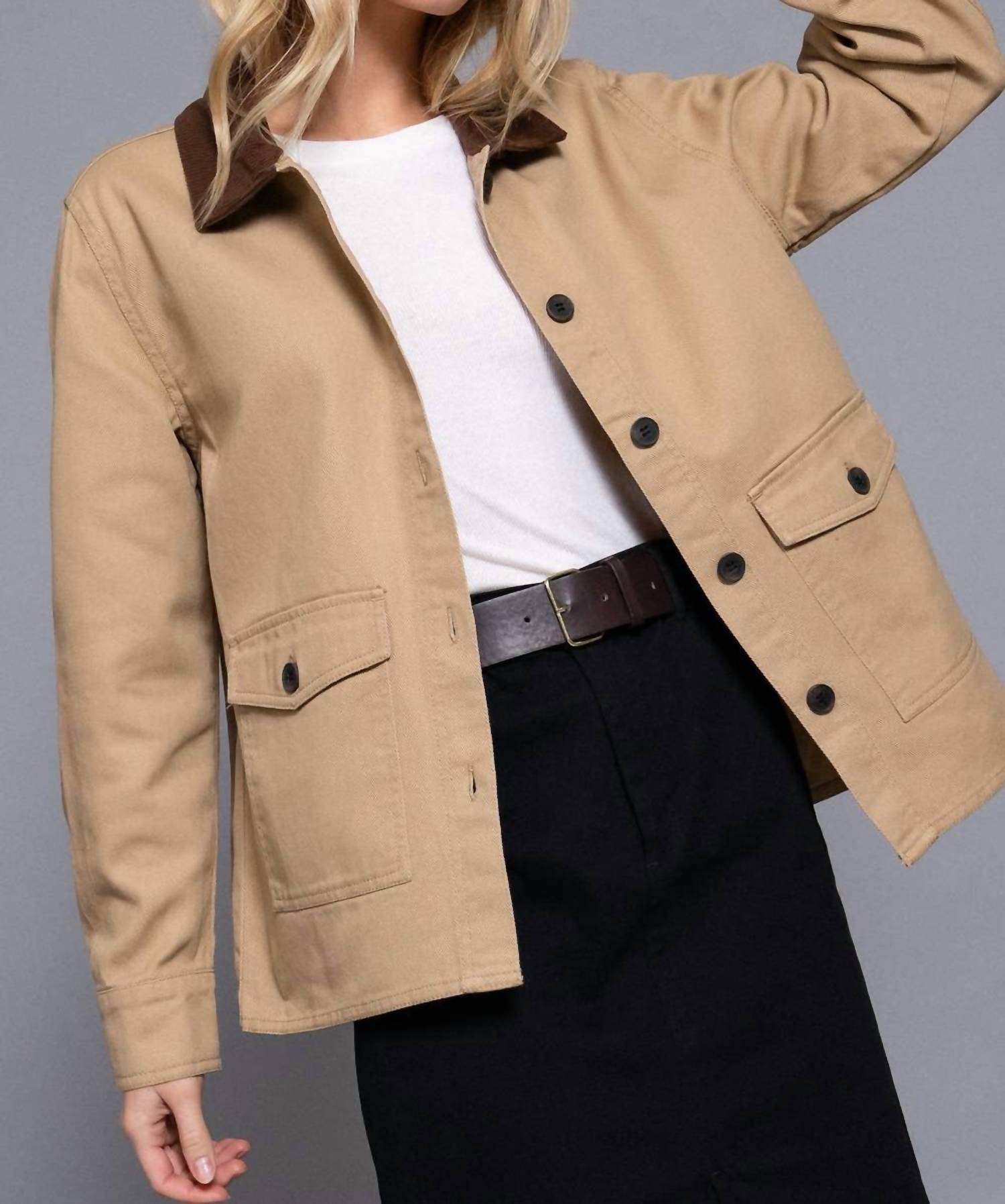 Active Basic - Corduroy Collar Twill Work Jacket
