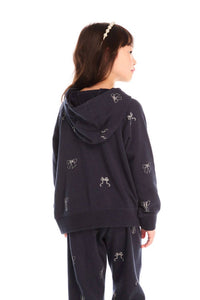 Chaser - Glitter Bows Zip Up Hoodie