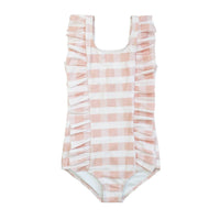 Emerson And Friends - Girl's Gingham Ruffle Front One Piece Swimsuit