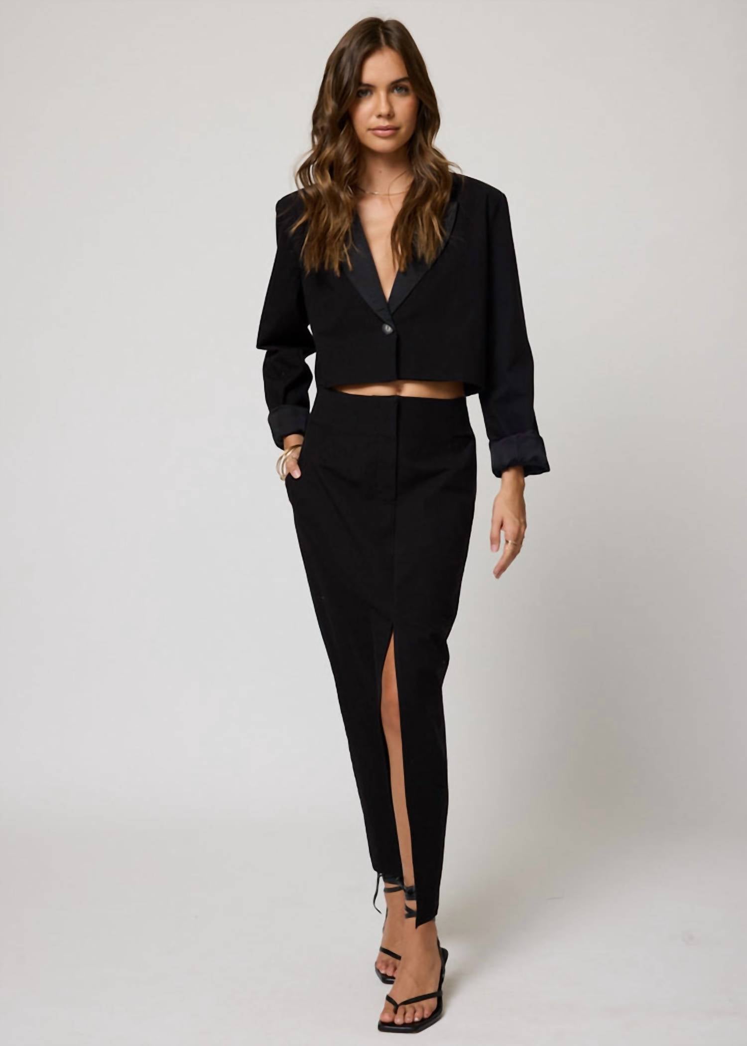 Stillwater - Matte Twill Split Front Midi Skirt