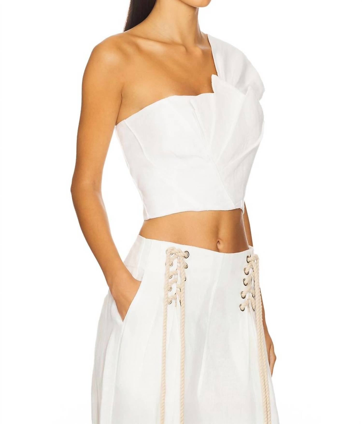 JBQ Opal Top in optic white - women's blouse - detail view