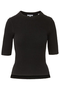 Veronica Beard - Emil Cashmere Ribbed Half-sleeve Pullover Sweater