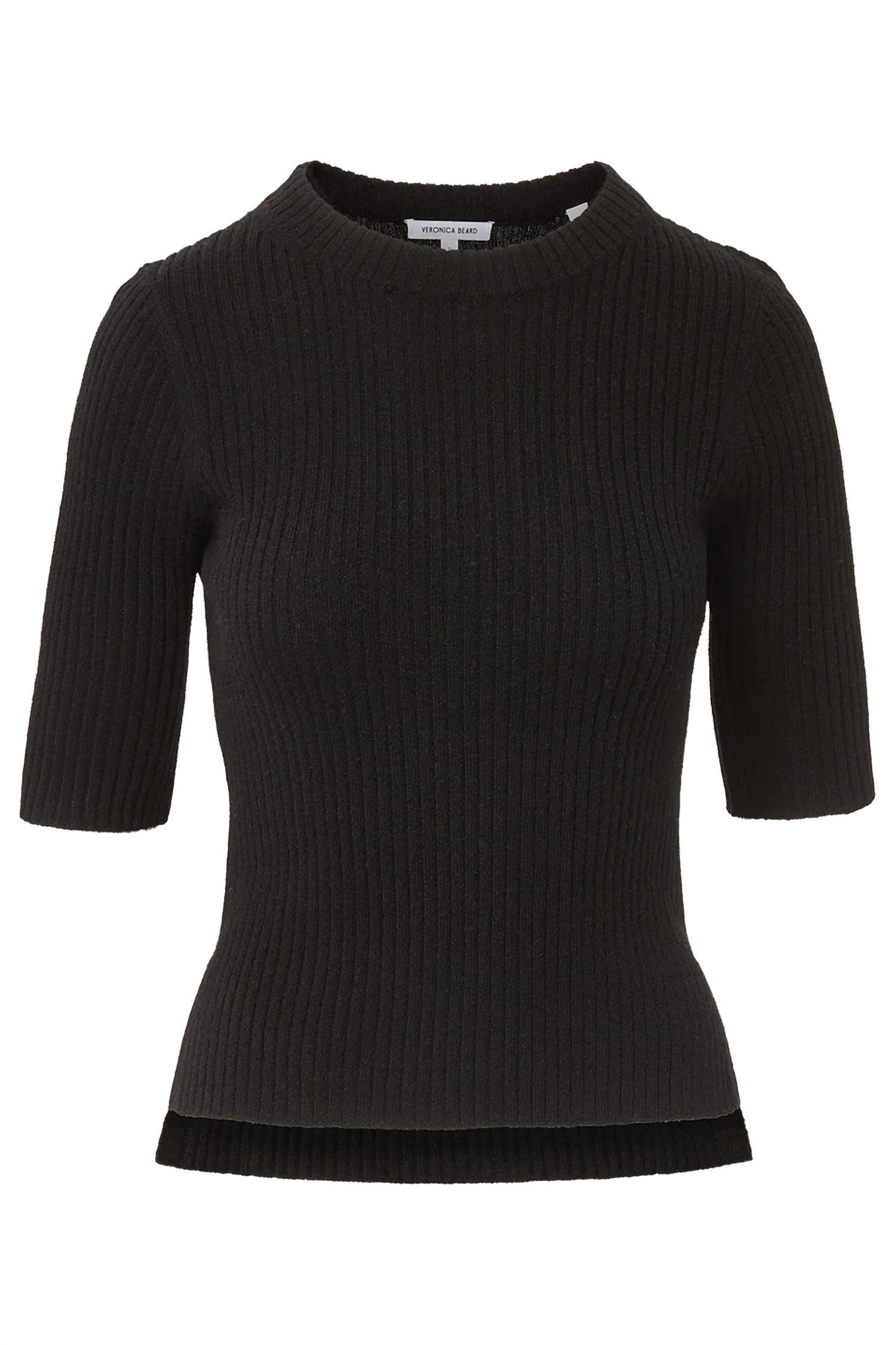 Veronica Beard - Emil Cashmere Ribbed Half-sleeve Pullover Sweater