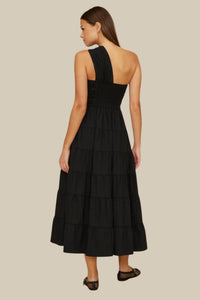 LUCY PARIS Christy Poplin One Shoulder Dress in black - women's dress - alternate view