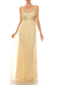 Sue Wong - Women's Beaded Chiffon Spaghetti Strap Dress
