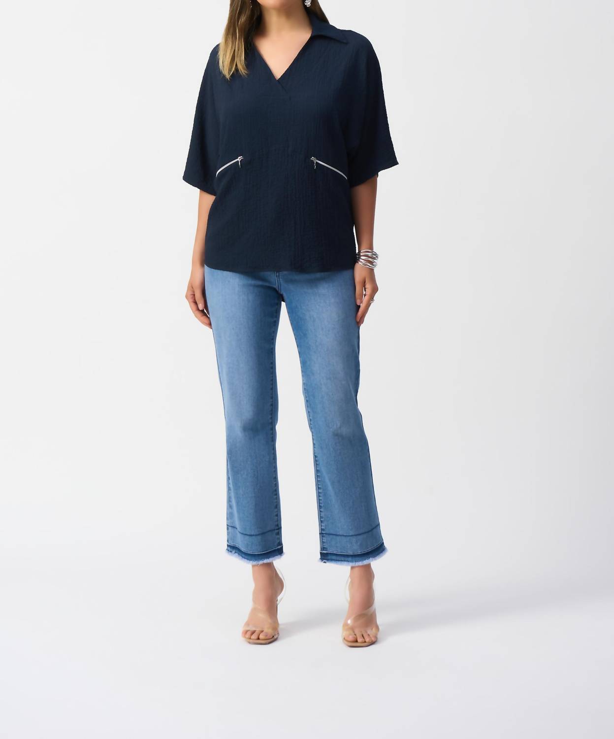 Joseph Ribkoff - Textured V-neck Pullover