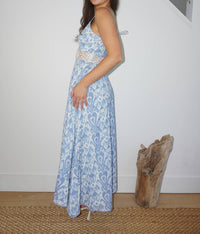 NIBI MTK Isabella Dress in faded blue ikat - women's dress - alternate view