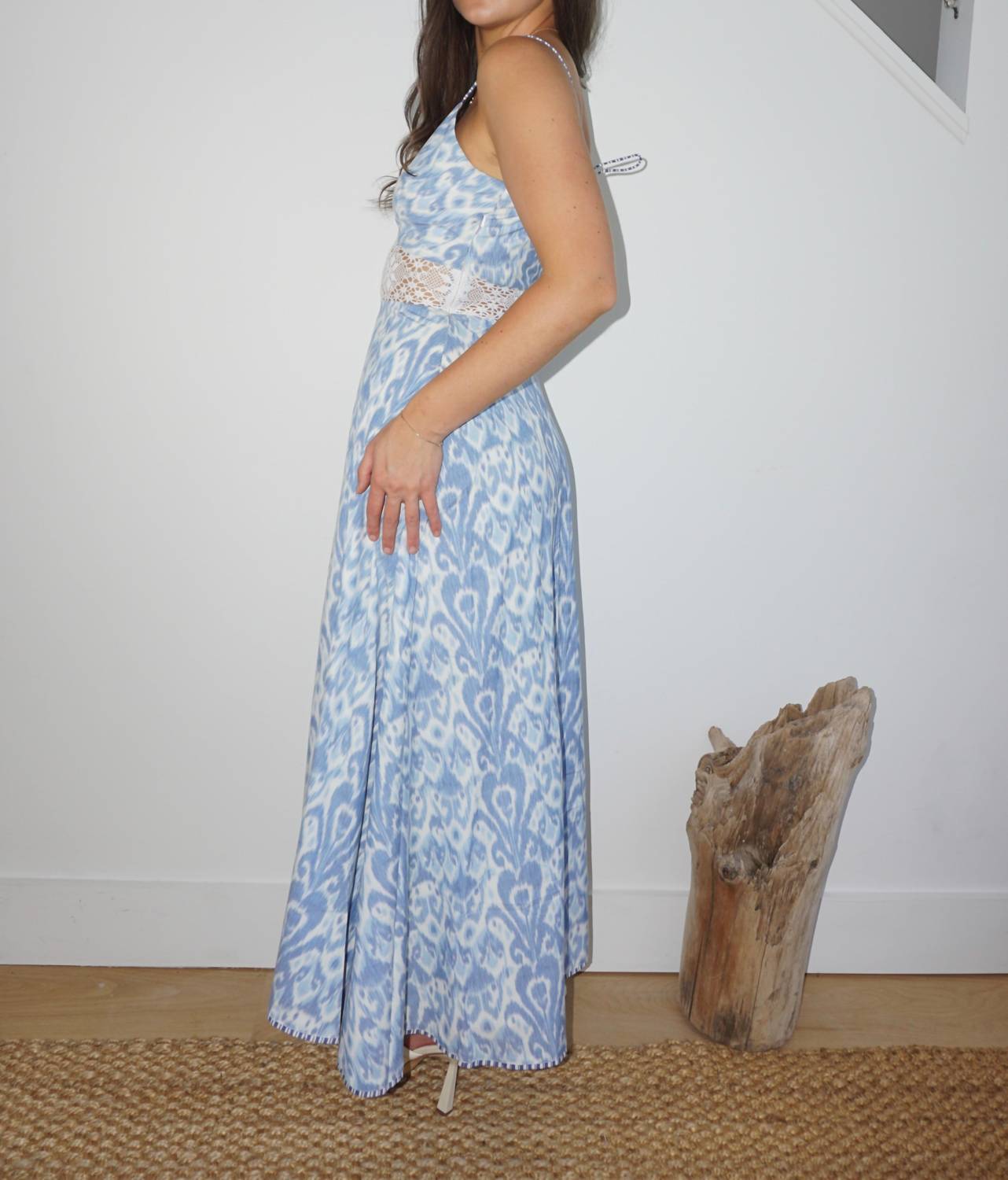 NIBI MTK Isabella Dress in faded blue ikat - women's dress - alternate view