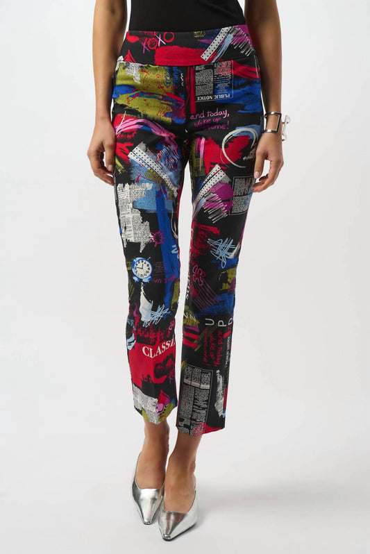 Joseph Ribkoff - Geometric Print Straight Leg Pull-on Pants
