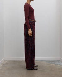Papermoon - Distressed Velvet Wide Leg Jeans