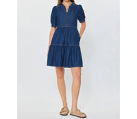 Current Air - Denim Tiered Short Sleeve Mini Dress