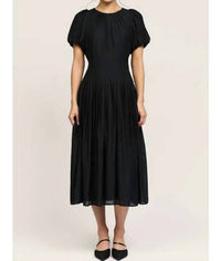 Current Air - Puff Sleeve Pleated Midi Dress