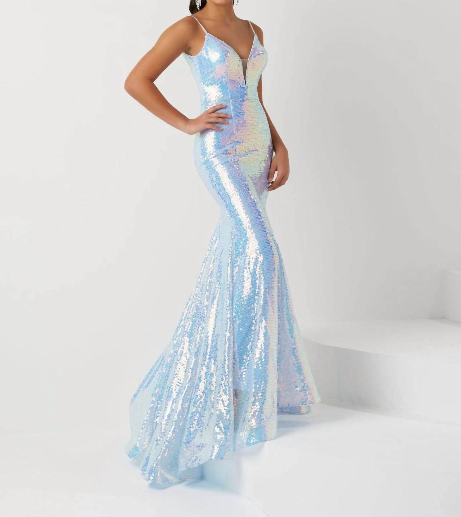 Tiffany Designs - Women's V Neck Mermaid Dress