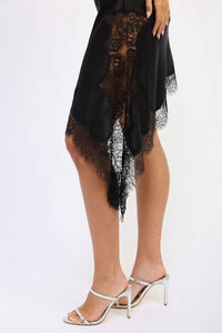 Emory Park - Tara Satin Lace Asymmetrical Mini Dress