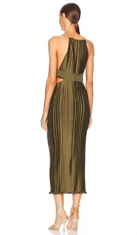 Aiifos - Valerie Halter Neck Pleated Dress