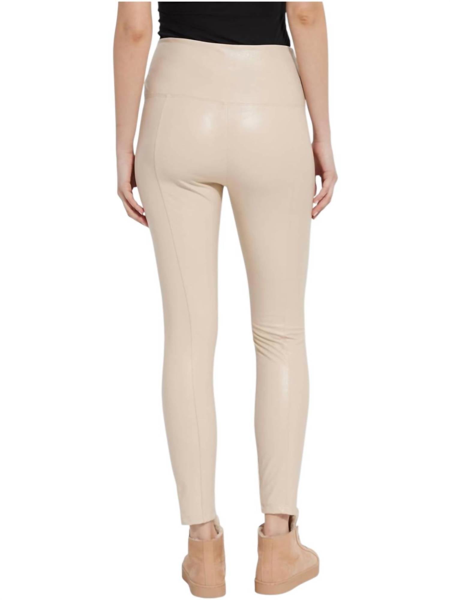 Lysse Theodora Textured Leather Leggings in bisque - women's pants - alternate view