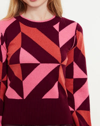 &Isla Gabby Geo Crew Top in barolo multi - women's sweater - detail view