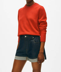 White + Warren - Cashmere Rib Trim Crewneck Top