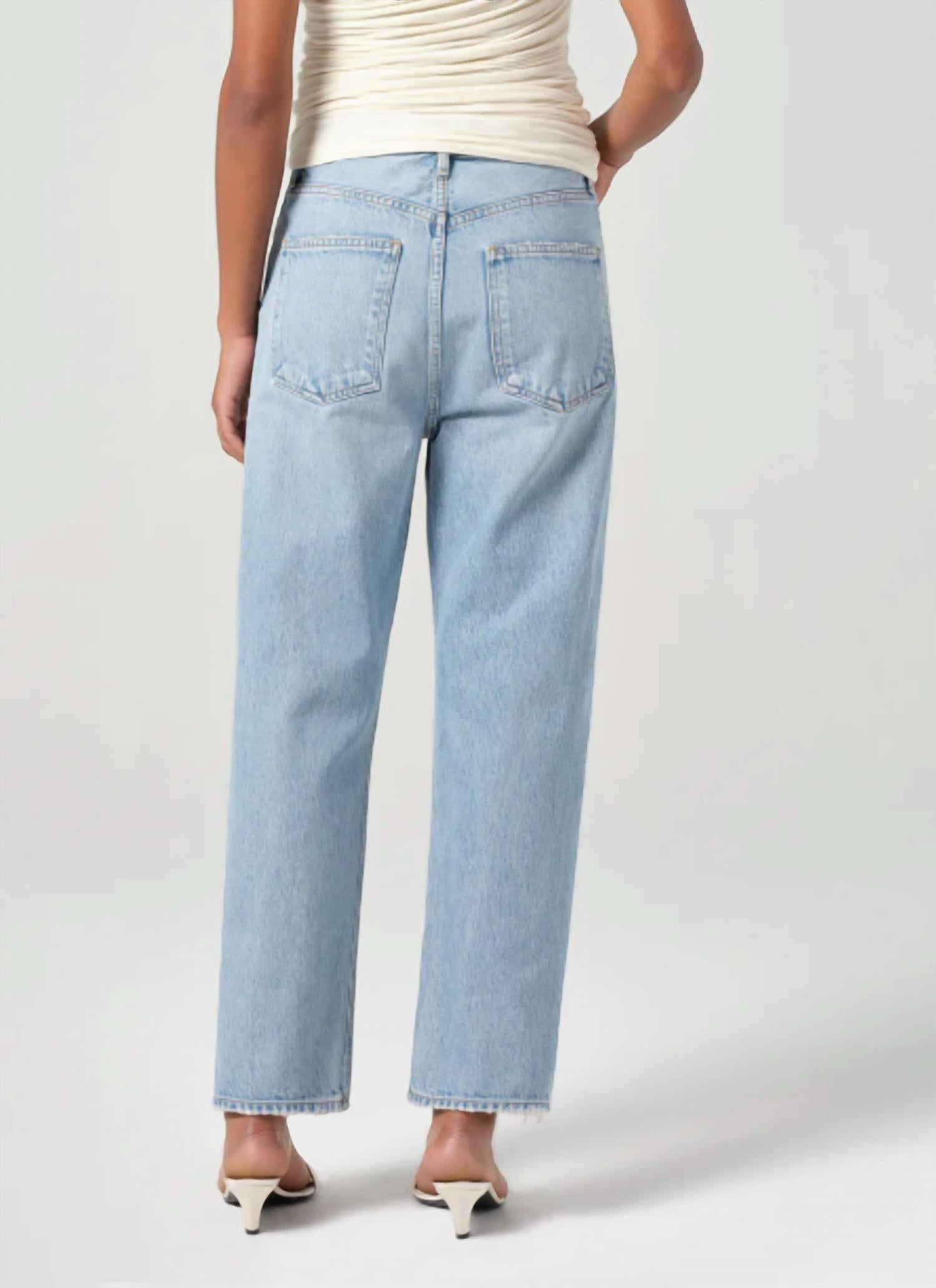 AGOLDE 90's Crop Mid Rise Loose Straight Jeans in force - women's jeans - detail view