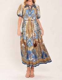 Flying Tomato - Women's Paisley Woven Midi Dress