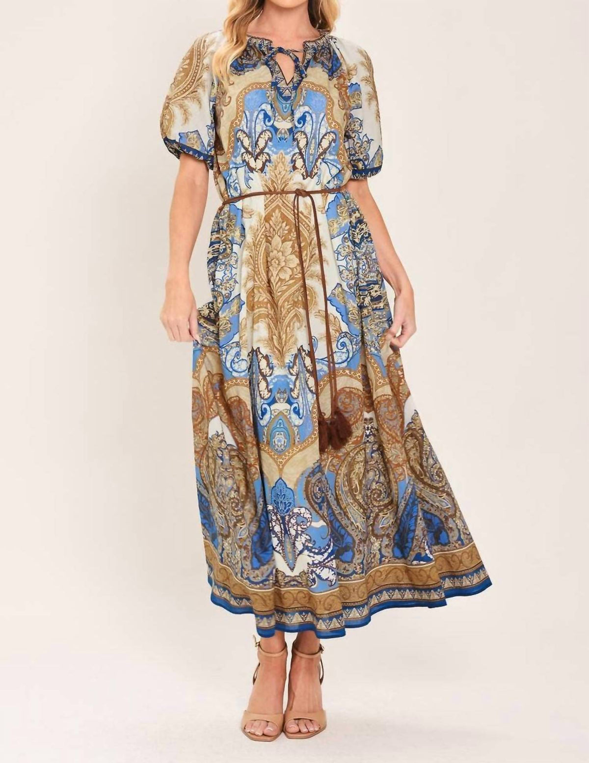 Flying Tomato - Women's Paisley Woven Midi Dress