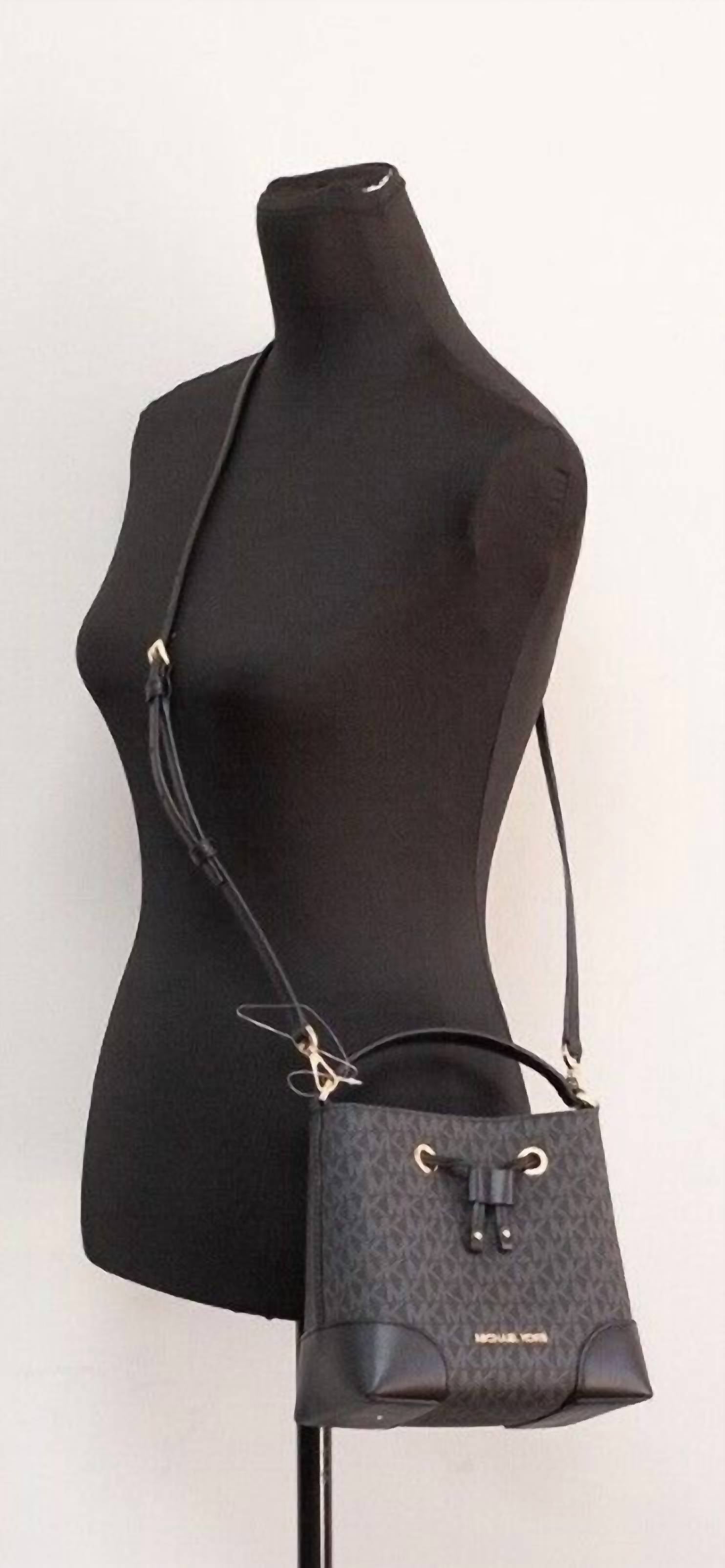Michael Kors - Mercer Small Signature Leather Bucket Crossbody Handbag Purse