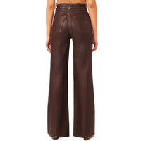 DL1961 - Women's Women's Hepburn Wide Leg High Rise Vintage Pants in dark mocha - women's pants - detail view