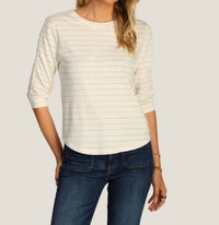 Dylan Julia Stripe Knit in white - women's t-shirt