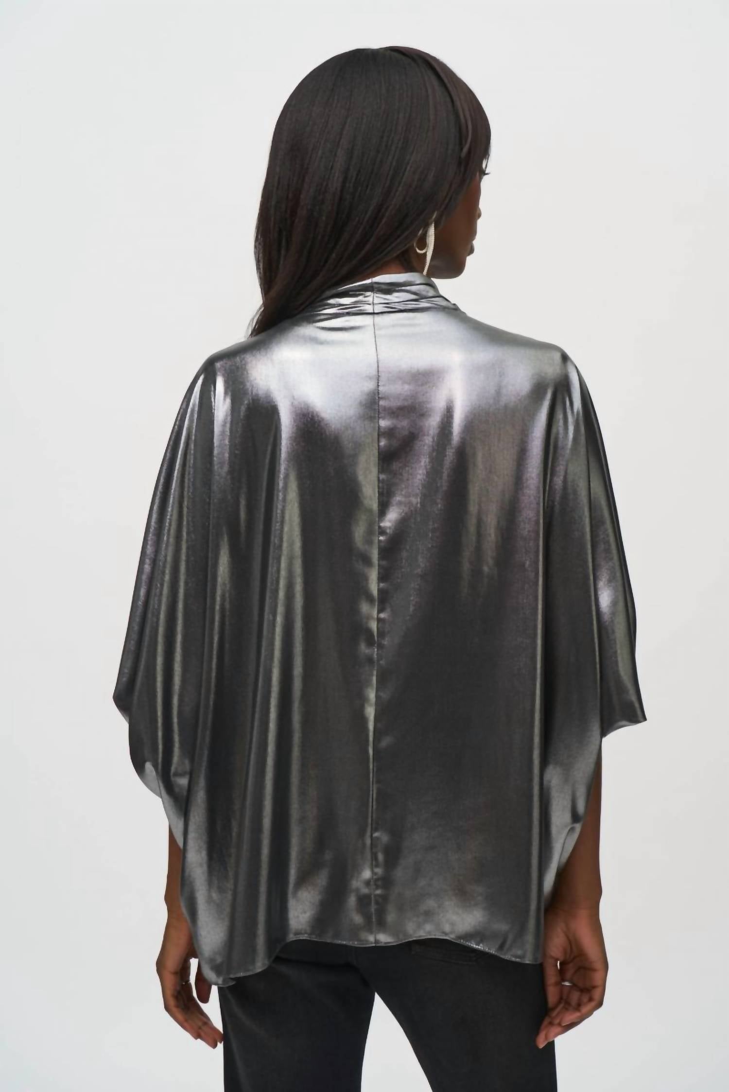 Joseph Ribkoff - Metallic Foiled Chiffon Blouson Top