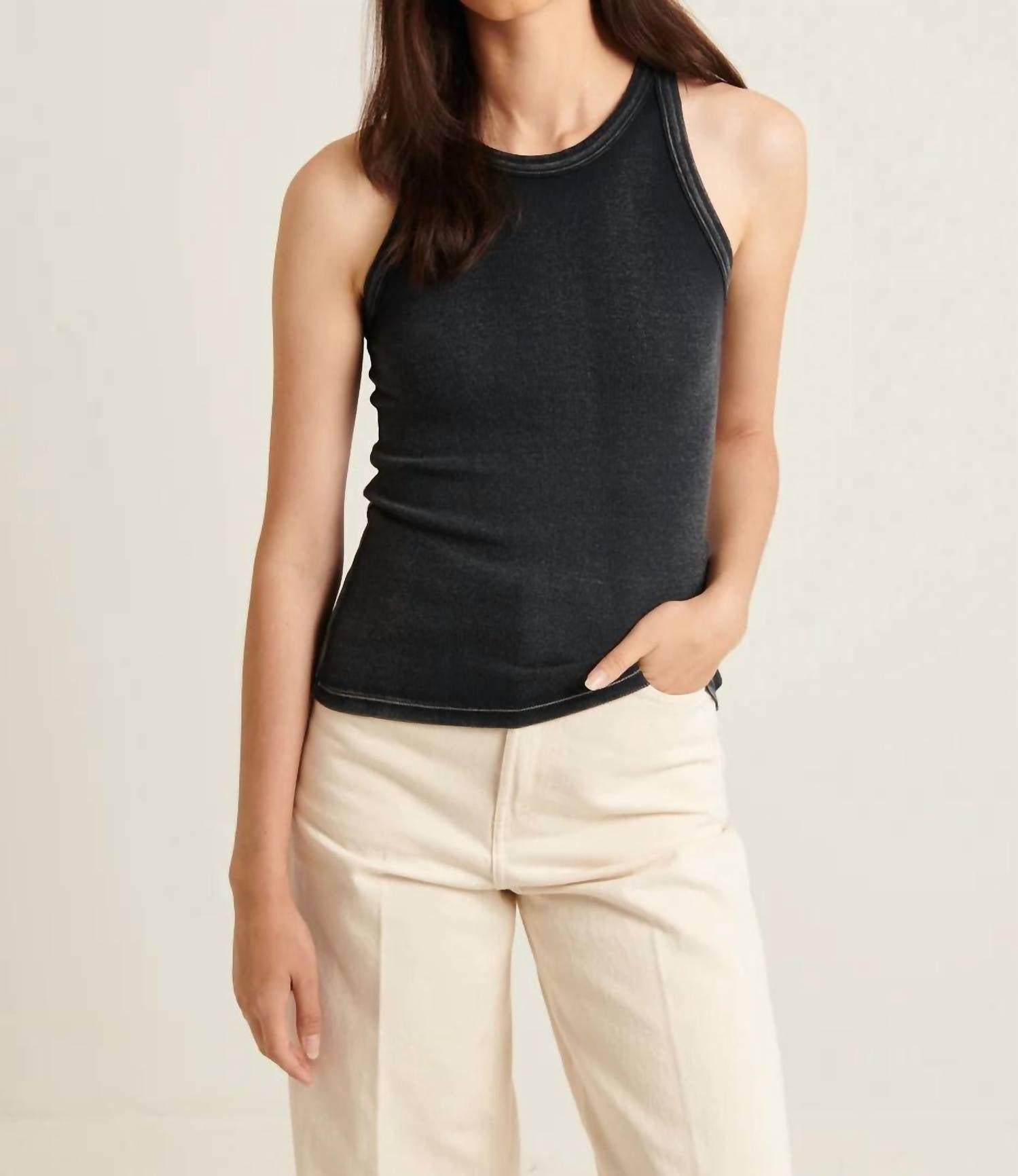 Patrick Assaraf - Women's Vintage Wash Stretch Ribbed Tank Top