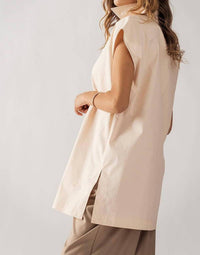 Urban Daizy - Short Sleeve Button-Up Tunic Top