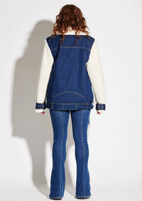 Circular Path - Teddy Denim Moto Jacket
