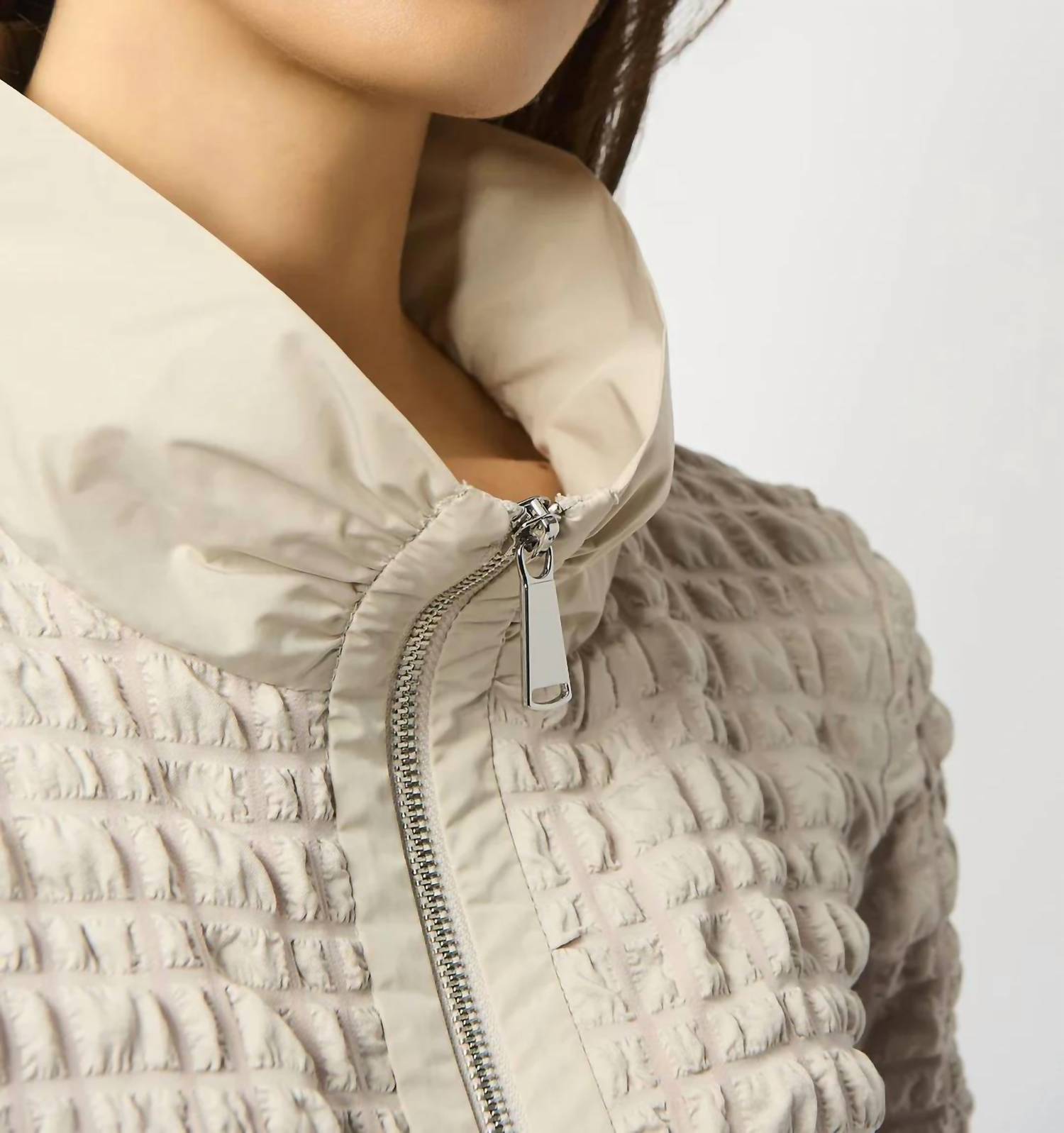 Joseph Ribkoff - Bubble Textured Relaxed Fit Zipper Jacket