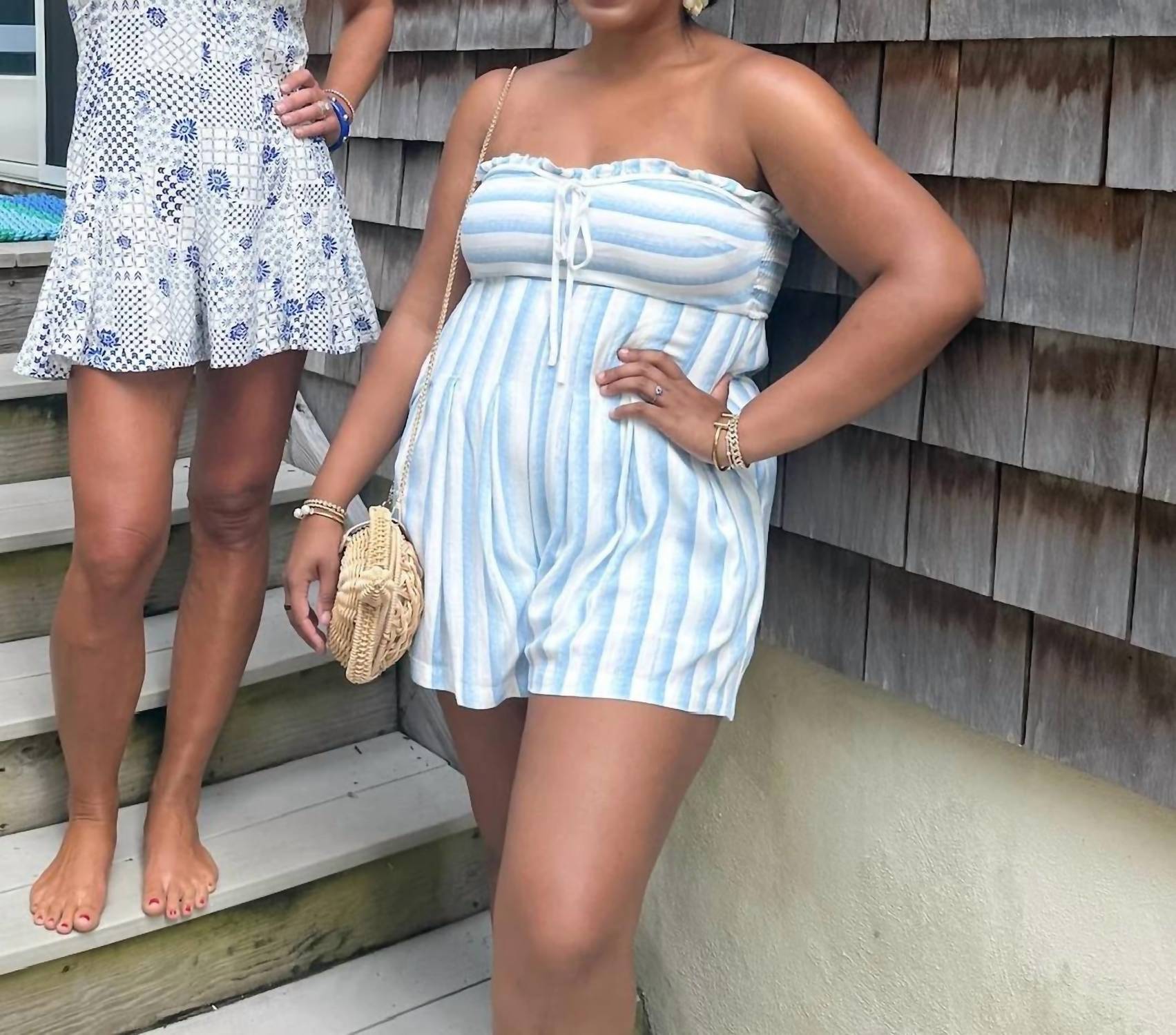 Illa Illa - Women's Strapless Striped Romper