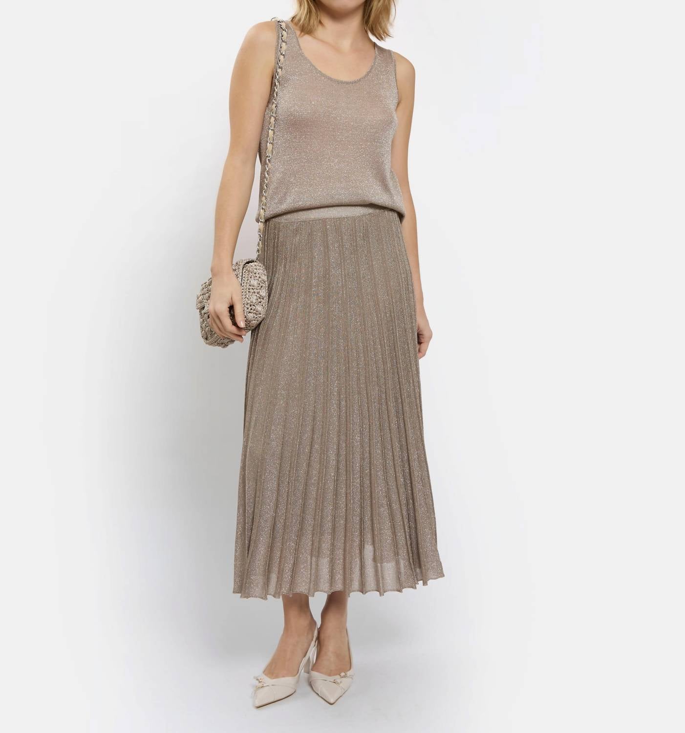 Maison Lurex Women's Gala Lurex Skirt in april moon - women's skirt - alternate view