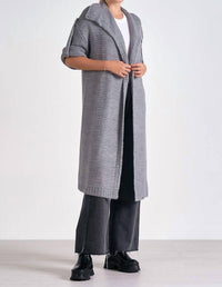 ELAN Long Sweater Cardigan in charcoal - women's cardigan - alternate view