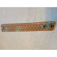 A Rare Bird Hand-tooled Leather Bracelet in ivory turquoise brown - women's jewelry - detail view