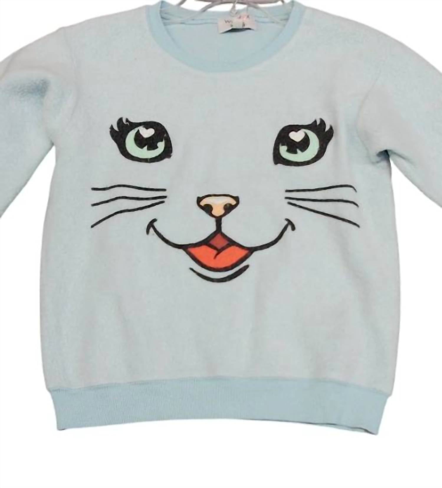 Wildfox - Girls Cat Face Print Sweater