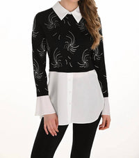 Frank Lyman - Ayla Abstract Jewel Embellished Tunic Blouse