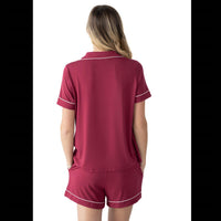 Kindred Bravely Bamboo Maternity & Postpartum Short Sleeve Pajama Set in berry - women's intimate - alternate view