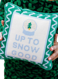 Furbish Studio Vibrant Patterns Needlepoint Pillow in up to snow good - item - detail view