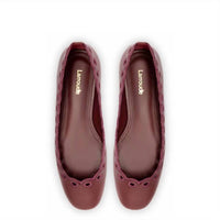 Larroude Women's Meghan Broderie Flat Shoe in burgundy - women's flats - alternate view