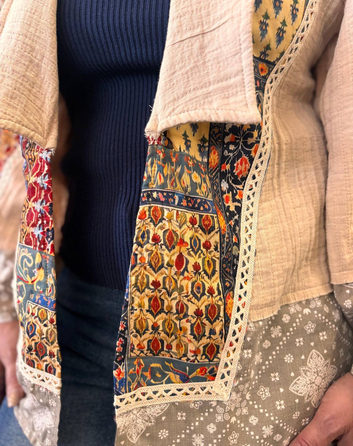 Pol - Long Sleeve Paisley Woven Open Jacket