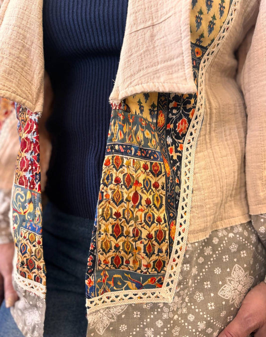 Pol - Long Sleeve Paisley Woven Open Jacket