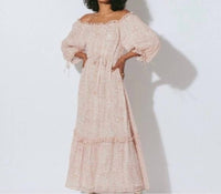 Cleobella Saige Chiffon Ankle Maxi Dress in blush zebra - women's dress