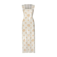 Marina Moscone - Floral Print Slit Sheath Dress