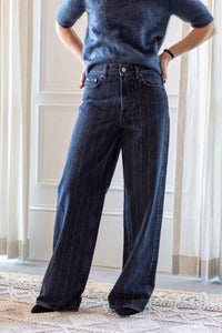 House of Dagmar Baggy Fit Stripe Denim Jeans in black - women's jeans - view 4