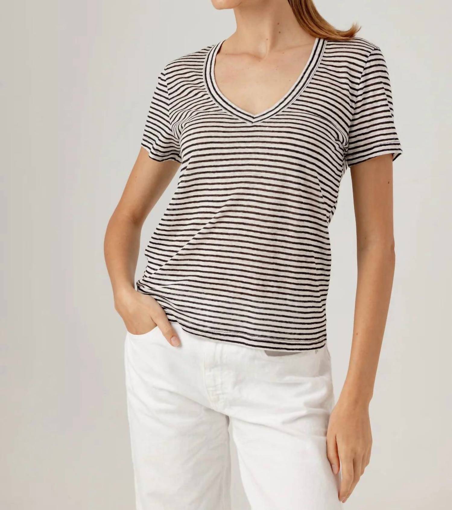 Sundays - Stripe Linen Jerri Tee