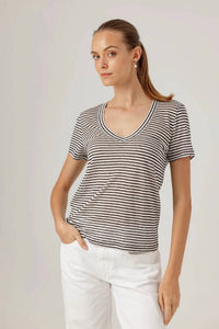 Sundays - Stripe Linen Jerri Tee